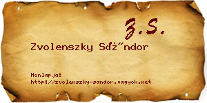 Zvolenszky Sándor névjegykártya