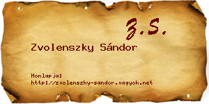 Zvolenszky Sándor névjegykártya