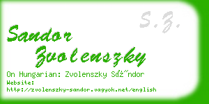 sandor zvolenszky business card